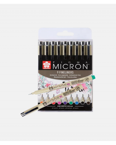 Sakura Pigma Micron Fineliner Color 9 stk